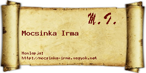 Mocsinka Irma névjegykártya